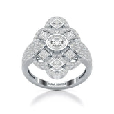 1.70 CT Princess & Round Diamonds Floral Cluster Ring Jama Jewels
