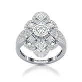 1.70 CT Princess & Round Diamonds Floral Cluster Ring Jama Jewels