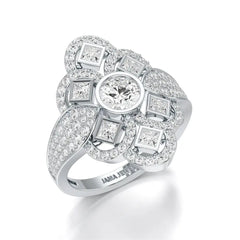 1.70 CT Princess & Round Diamonds Floral Cluster Ring Jama Jewels