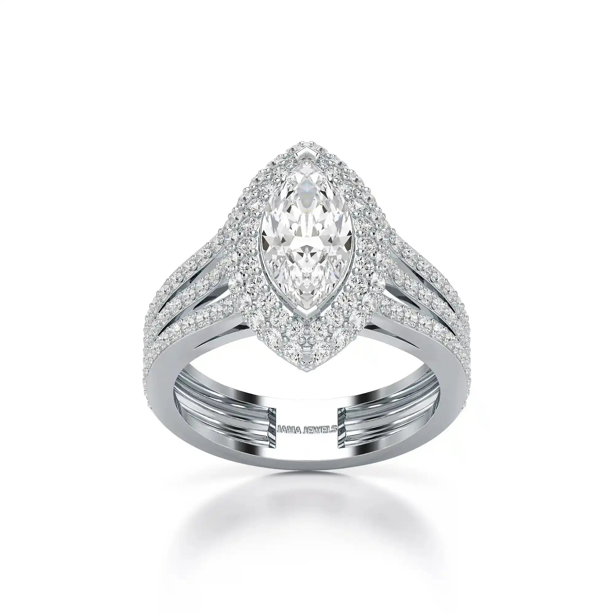 2.25 CT Marquise Cut Halo Lab Diamond Ring Jama Jewels