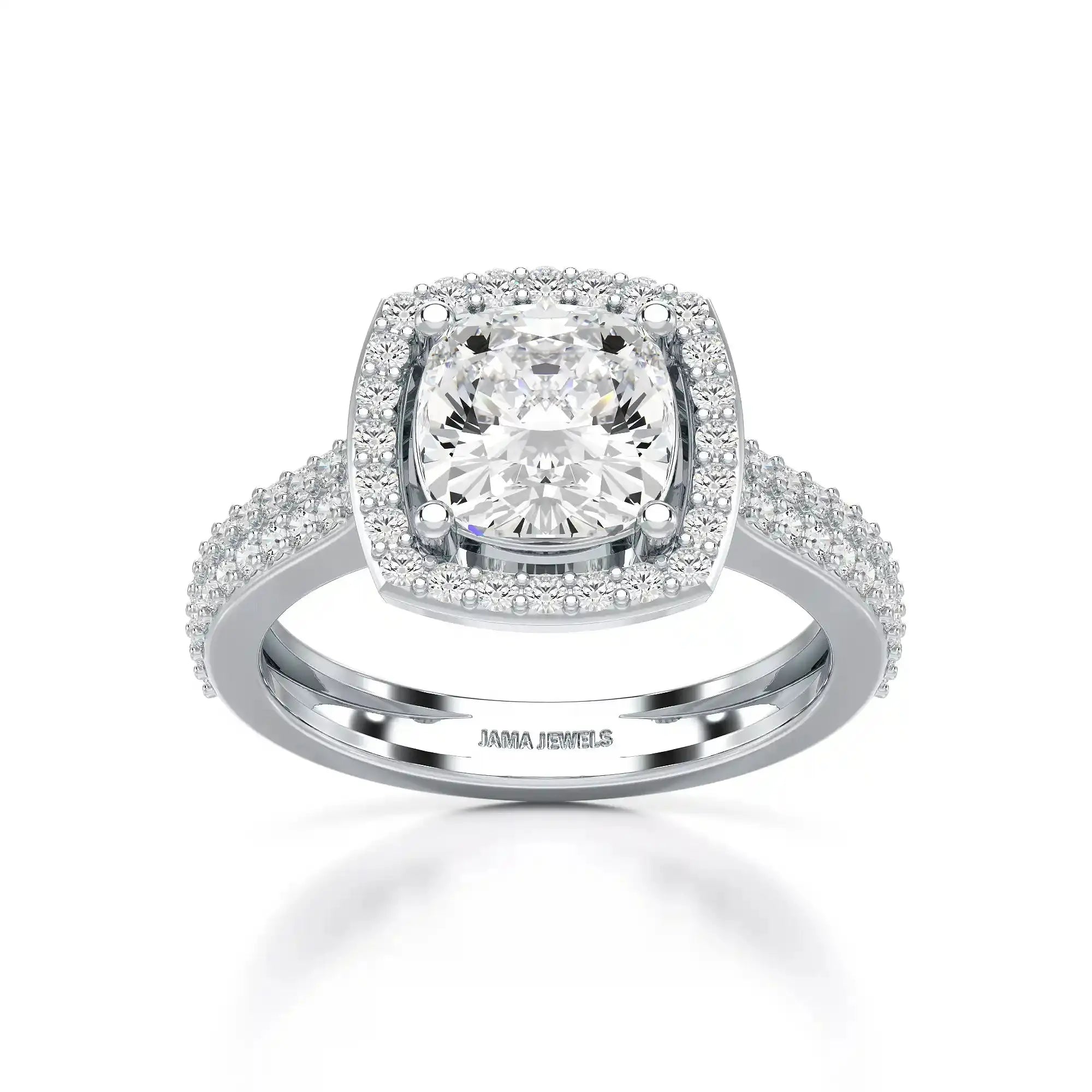 2.50 CT Cushion Cut Ring with Round Diamonds Jama Jewels