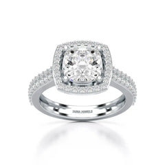 2.50 CT Cushion Cut Ring with Round Diamonds Jama Jewels