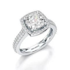 2.50 CT Cushion Cut Ring with Round Diamonds Jama Jewels