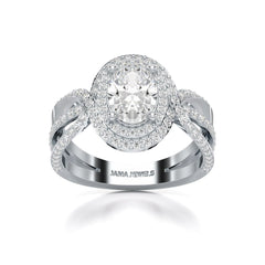 1.60 CT Oval Cut Diamond Halo Ring Jama Jewels