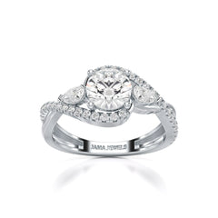 1.45 CT Round Cut Diamond Bypass Ring with Pear & Round Diamonds Jama Jewels