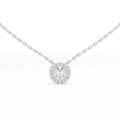 0.60 CT Round Cut Halo Lab Diamond Chain Pendant Jama Jewels