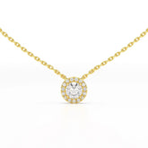 0.60 CT Round Cut Halo Lab Diamond Chain Pendant