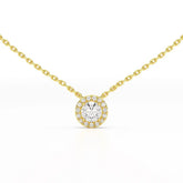 0.60 CT Round Cut Halo Lab Diamond Chain Pendant Jama Jewels