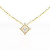 0.70 CT Princess Cut Halo Chain Pendant with Round Diamonds