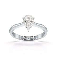 1 قيراط سوليتير الكمثرى الشكل مختبر خاتم الماس