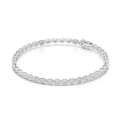 5.25 CT Oval Cut Diamond Bezel Tennis Bracelet White Gold