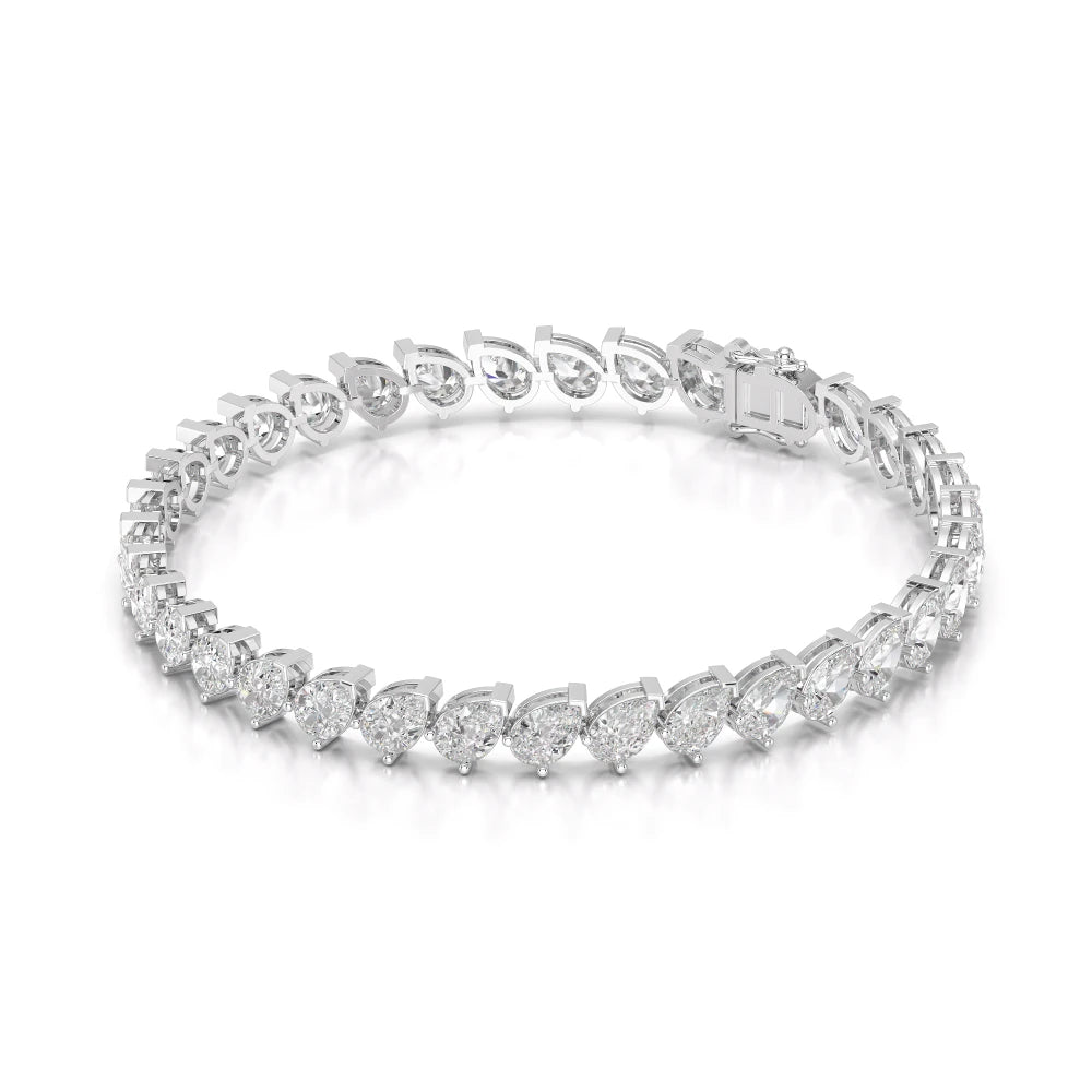 11.55 CT Pear Cut Diamond Bezel Tennis Bracelet White Gold