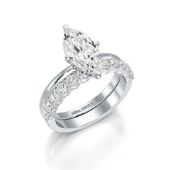 2.65 CT Marquise Cut Double Solitaire Ring with Side Diamonds Jama Jewels