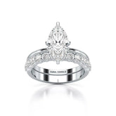 خاتم سوليتير مزدوج بقطع ماركيز 2.65 قيراط مع ماسات جانبية