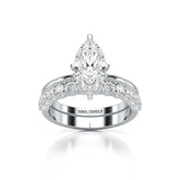 2.65 CT Marquise Cut Double Solitaire Ring with Side Diamonds Jama Jewels