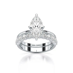 2.65 CT Marquise Cut Double Solitaire Ring with Side Diamonds Jama Jewels