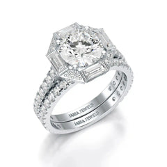 3.35 CT Octagonal Halo Lab Diamond Ring Jama Jewels
