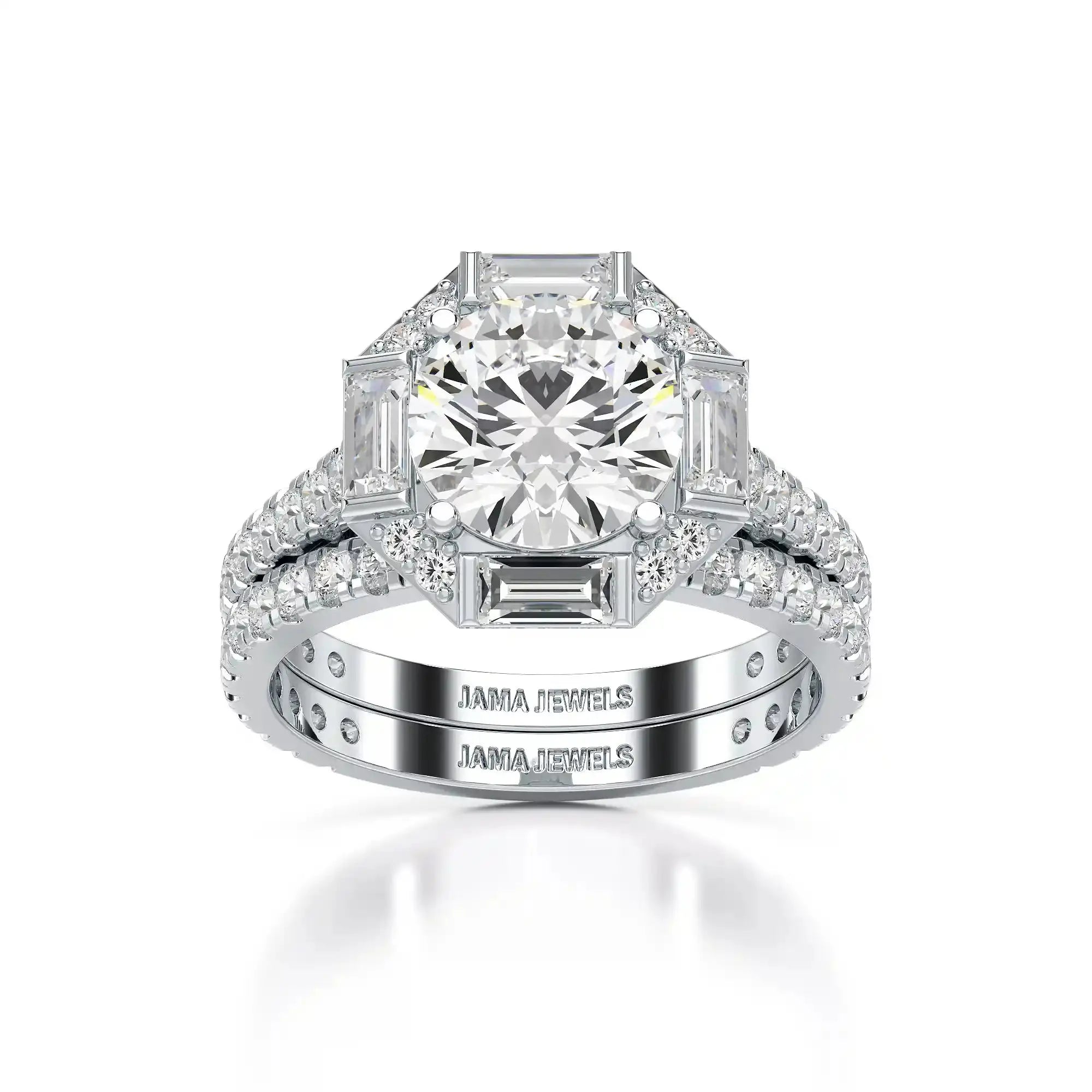 3.35 CT Octagonal Halo Lab Diamond Ring Jama Jewels