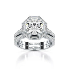 3.35 CT Octagonal Halo Lab Diamond Ring Jama Jewels