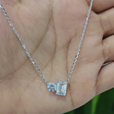 2.7 CT Round and Emerald Cut Lab Diamond Chain Pendant (Ready for Delivery) Jama Jewels