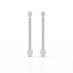 0.89 CT Lab Diamond Dangle Drop Wedding Earrings - Jama Jewels