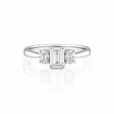 1.05 CT Emerald & Oval Three Stone Diamond Ring
