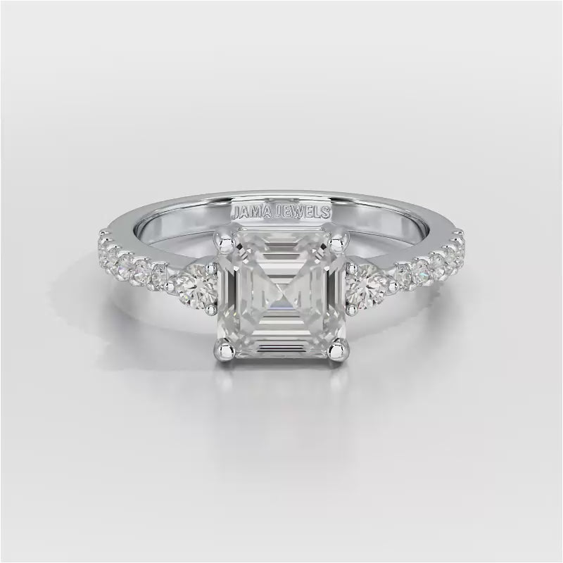 Asscher Cut 2.33 CT Lab Diamond Engagement Ring