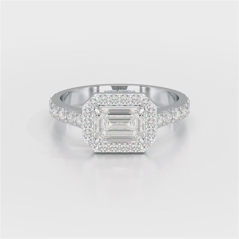 1.8 CT Emerald Cut Halo Lab Diamond Ring