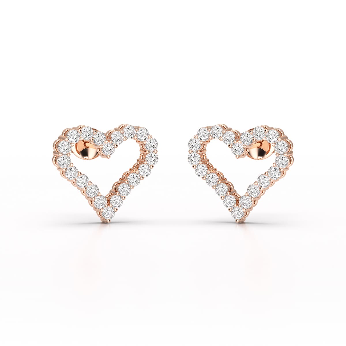 0.56 CT Heart Shaped Lab Diamond Stud Earrings