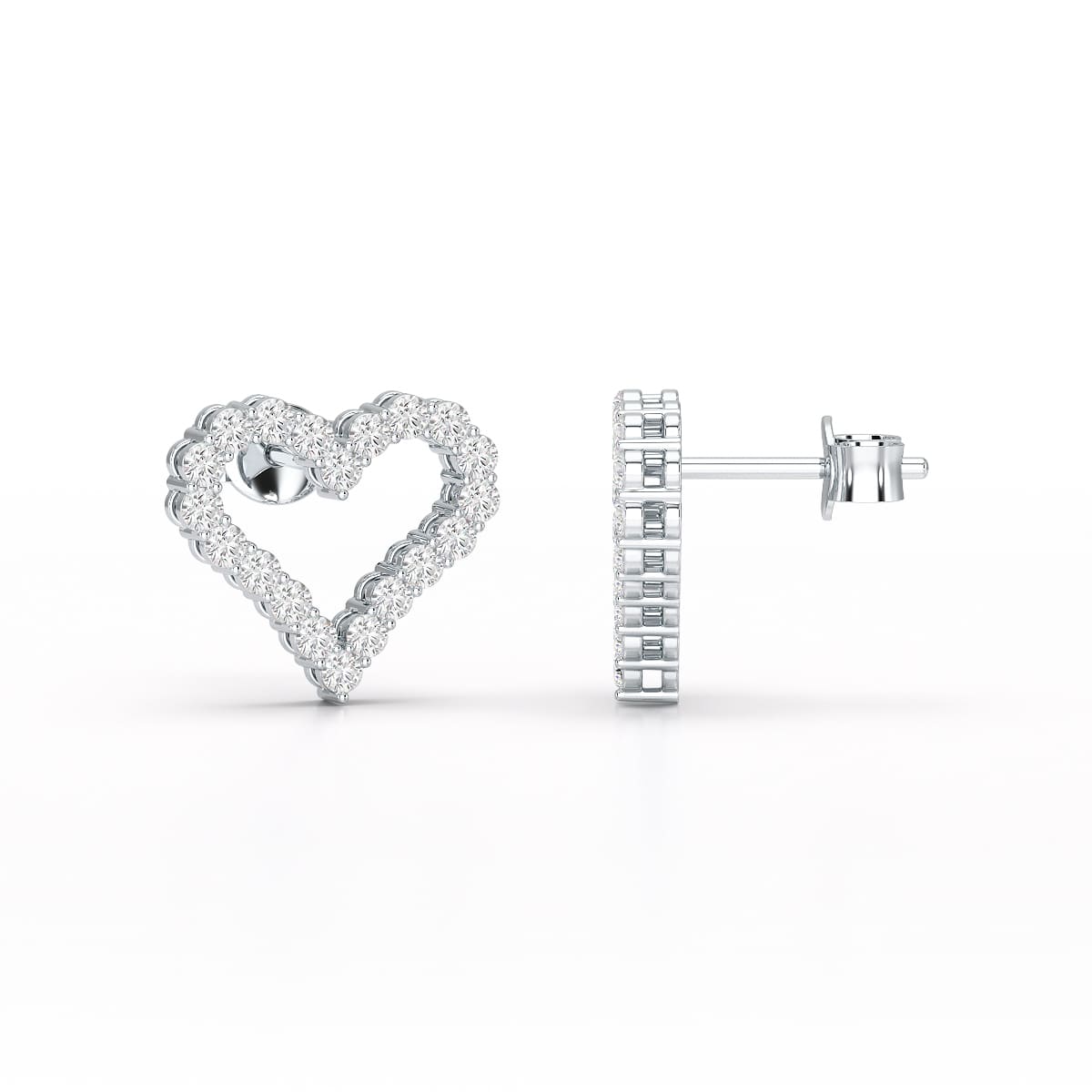 0.56 CT Heart Shaped Lab Diamond Stud Earrings