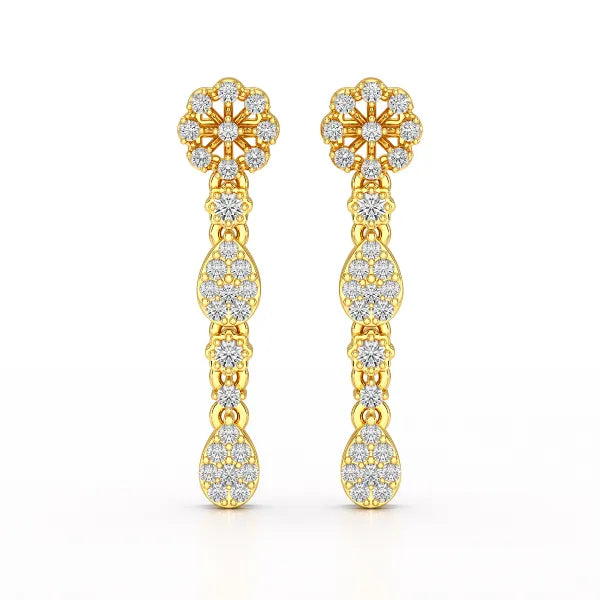 0.65 CT Lab Diamond Flower Dangle Drop Earring