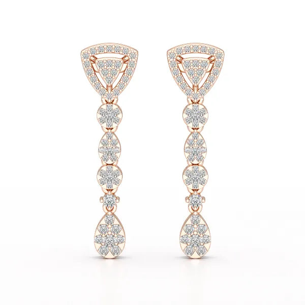 0.78 CT Round Dangle Drop Lab Diamond Earrings