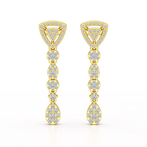 0.78 CT Round Dangle Drop Lab Diamond Earrings