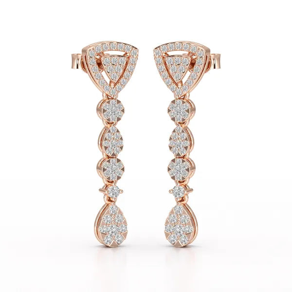 0.78 CT Round Dangle Drop Lab Diamond Earrings