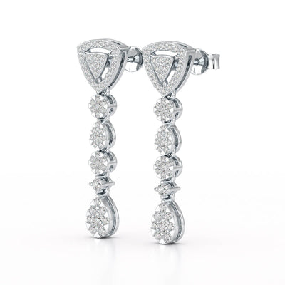 0.78 CT Round Dangle Drop Lab Diamond Earrings
