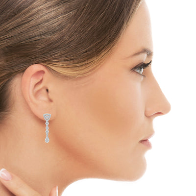 0.78 CT Round Dangle Drop Lab Diamond Earrings
