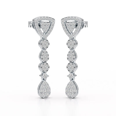 0.78 CT Round Dangle Drop Lab Diamond Earrings