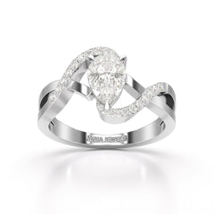 0.84 CT Pear Cut Lab Diamond Ring