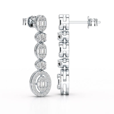 0.87 CT Baguette Cut White Gold Lab Diamond Earring