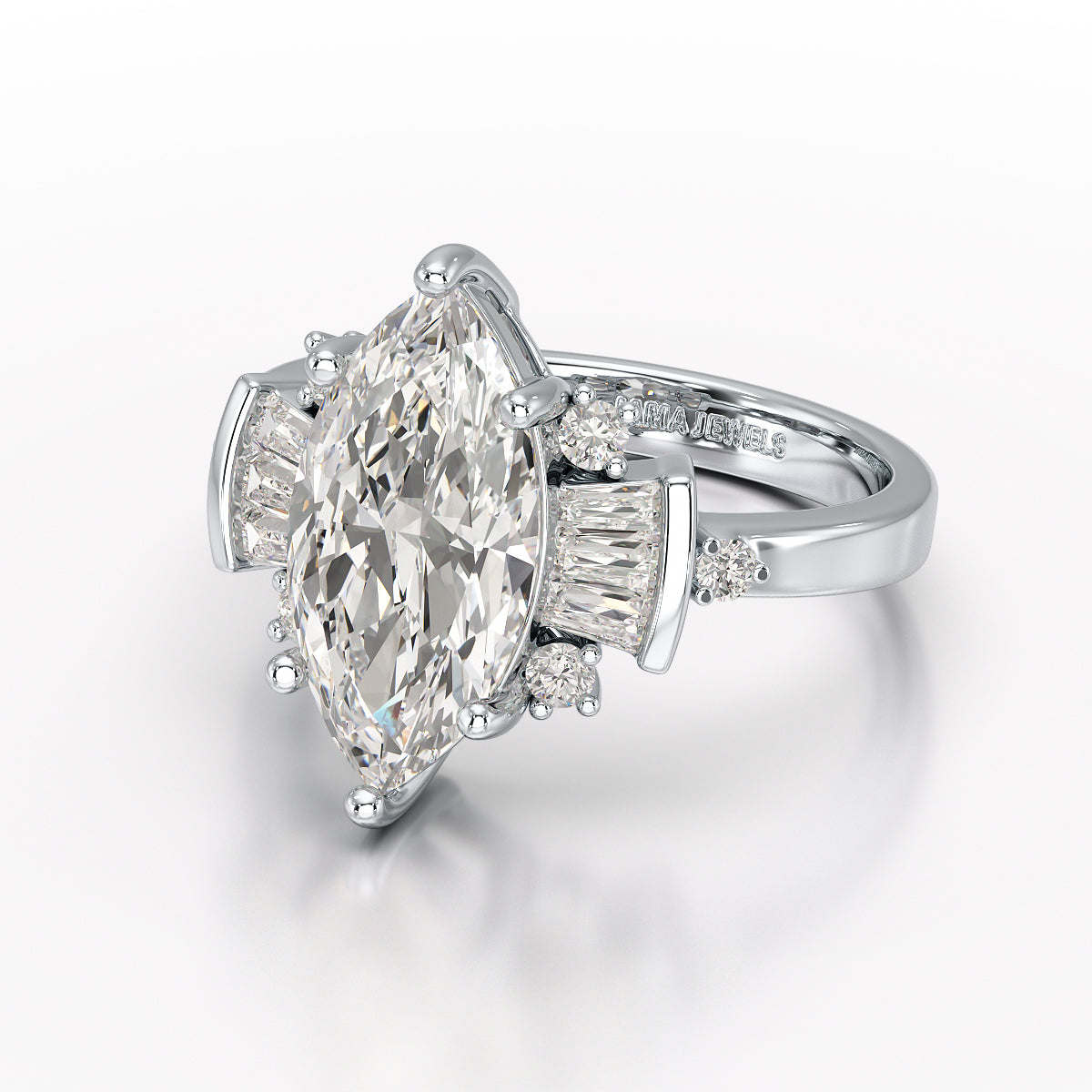 Marquise 3.49 Carat Lab Grown Diamond Wedding Ring