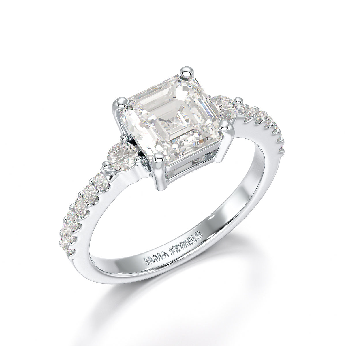 Asscher Cut 2.33 CT Lab Diamond Engagement Ring