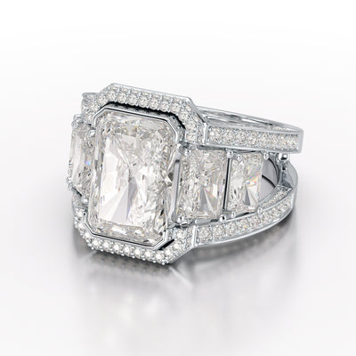 Radiant 9.68 Carat Lab Grown Diamond Wedding Ring