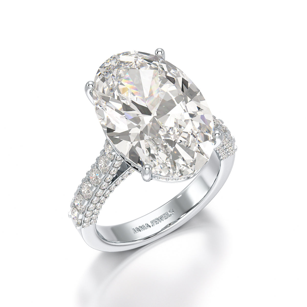 12.06 Carat Oval Cut Lab Diamond Engagement Ring - Jama Jewels 