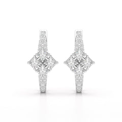 1.07 CT Princess Cut Lab Diamond Hoop Earrings