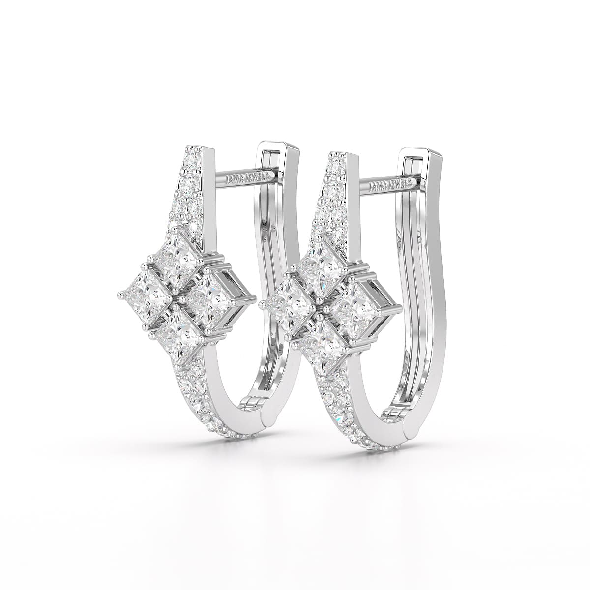 1.07 CT Princess Cut Lab Diamond Hoop Earrings