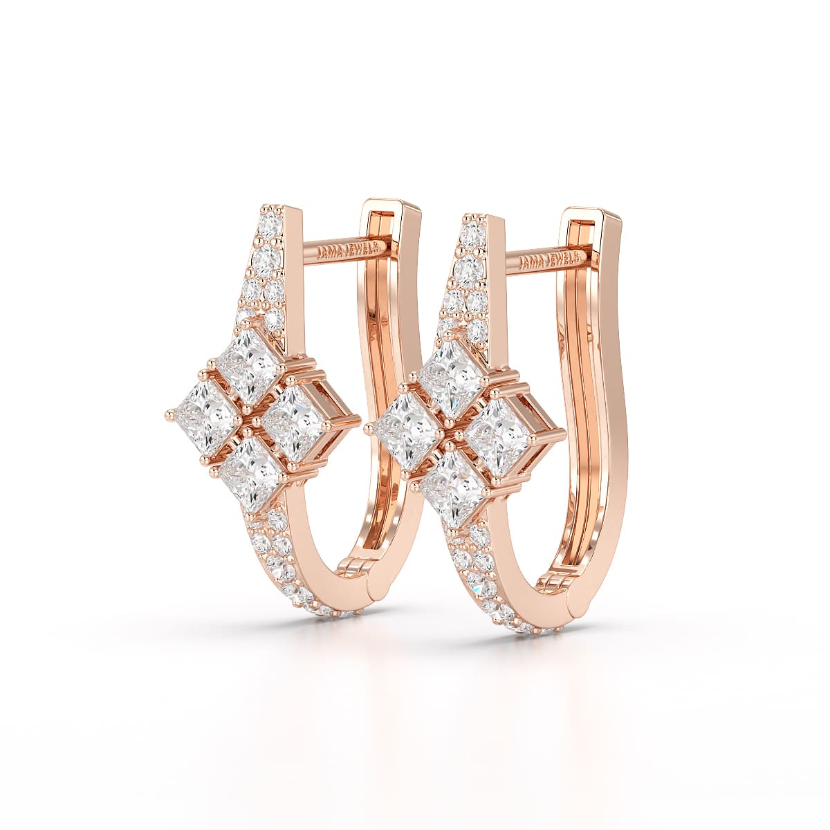 1.07 CT Princess Cut Lab Diamond Hoop Earrings