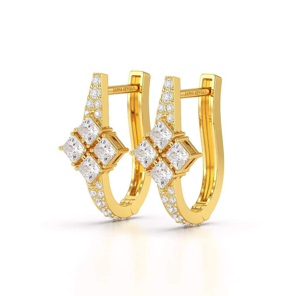 1.07 CT Princess Cut Lab Diamond Hoop Earrings