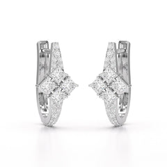 1.07 CT Princess Cut Lab Diamond Hoop Earrings