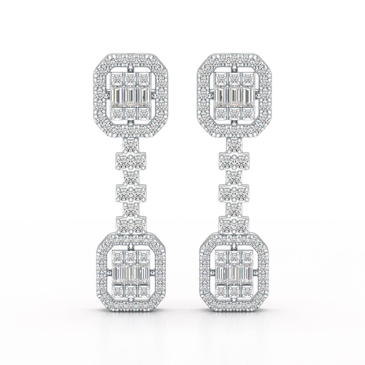 1.16 CT Baguette Cut Lab Diamond Drop Earring