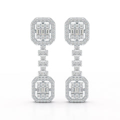 1.16 CT Baguette Cut Lab Diamond Drop Earring